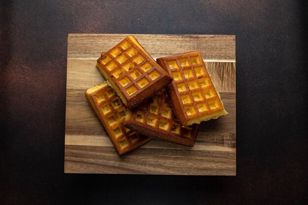 Delicious cookies on a wooden board close up