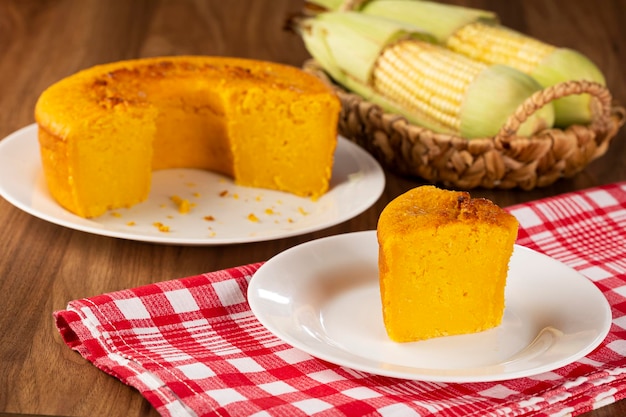 Delicious corn cake on the table