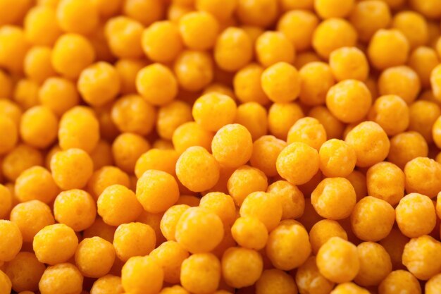 Delicious corn cereal balls in a macro image full frame