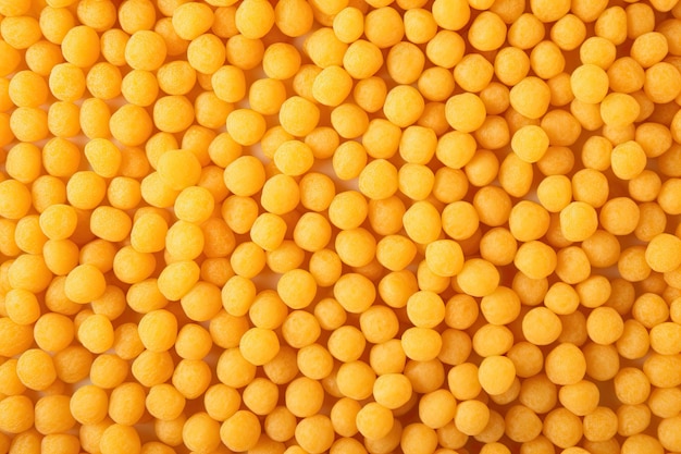 Delicious corn cereal balls in a macro image full frame