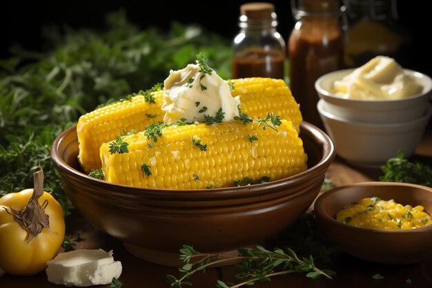 Foto una deliziosa zuppa di mais con verdure in una ciotola cibo invernale e zuppa ricca di proteine