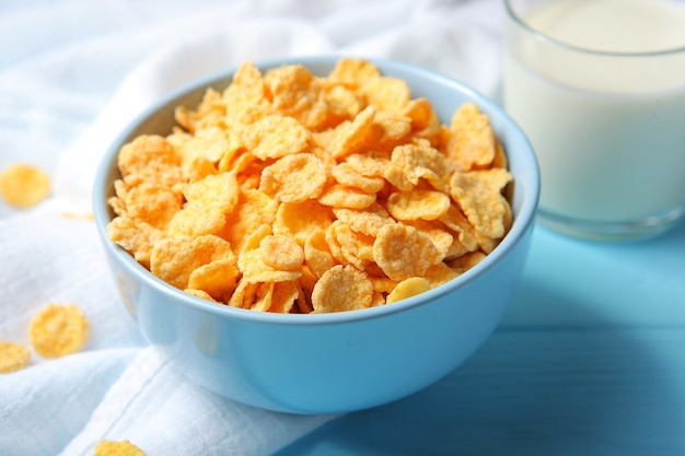 Delicious cornflakes in a plate on the table