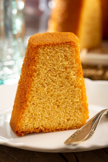 Delicious cornmeal cake traditional Brazilian cake