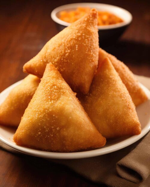 Delicious coxinhas brazilian food dish with dark studio background