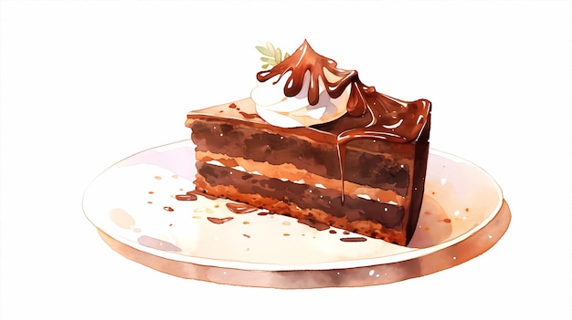 おいしいクリーミーなチョコレートフルーツケーキのイラスト