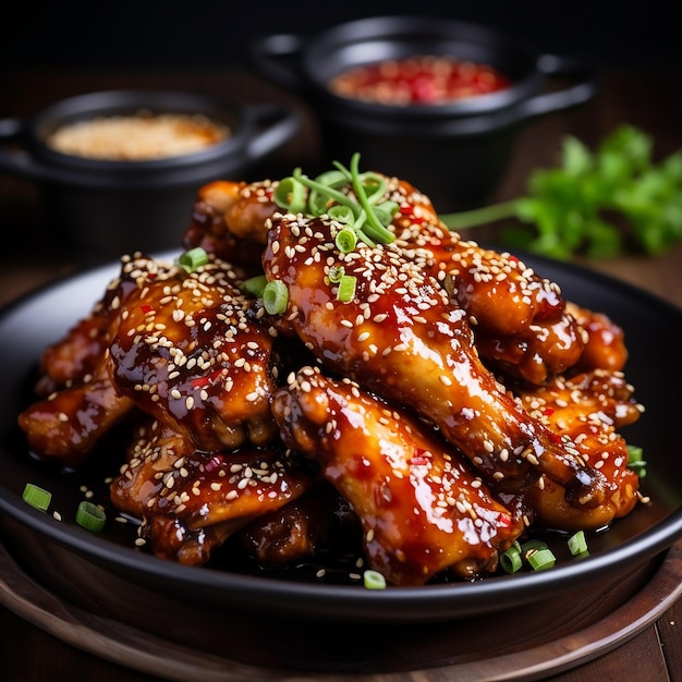 Photo delicious crispy bbq chicken wings