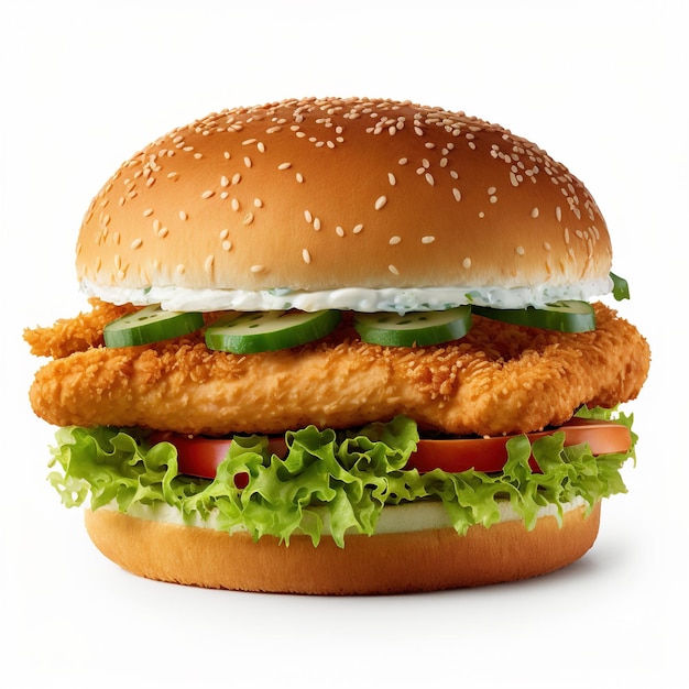 Delicious crispy chicken burger AI