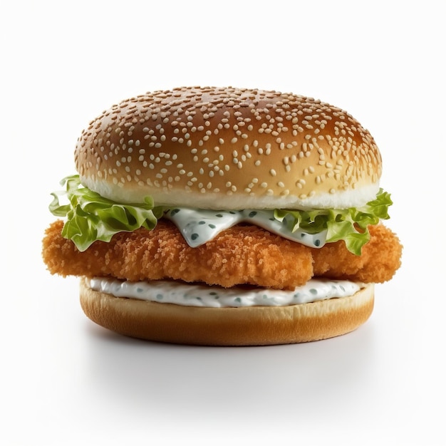 Delicious crispy chicken burger AI