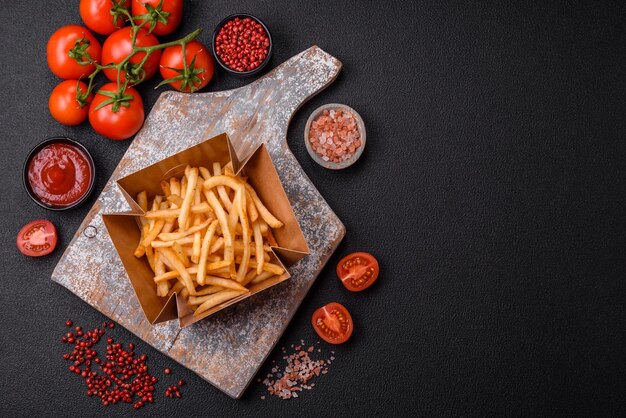 Delicious crispy golden fries with salt and spices