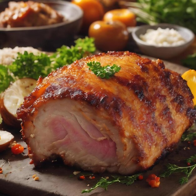 Delicious crispy roast pork bellied