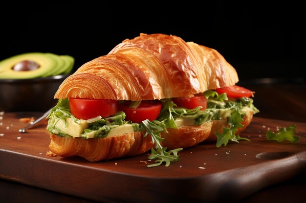 Delicious Croissant Sandwich met avocado en tomaten