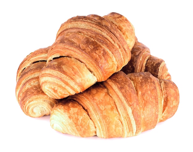 Delicious croissants on white background