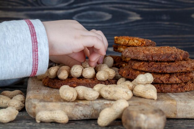 Delicious crunchy cookies with peanuts