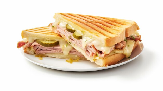 Delicious Cuban Sandwich Creation on white background