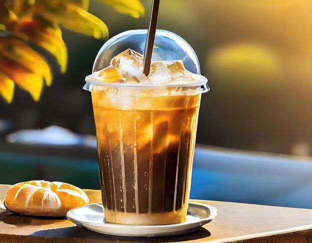 Photo delicious cup of iced coffee