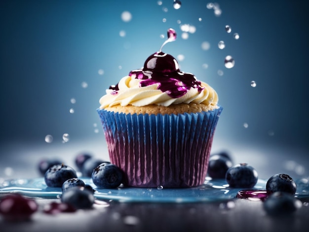 Delicious cupcake in cinematic and studio lighting background The aroma blend of sweet vanilla