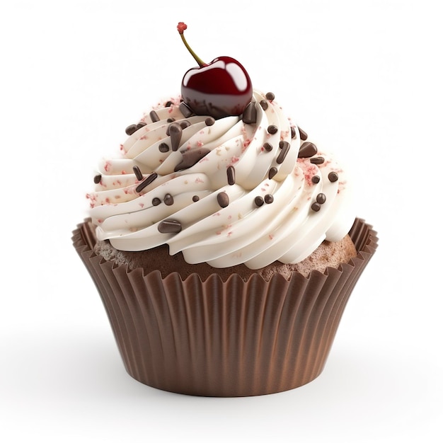 Delicious cupcake on white background