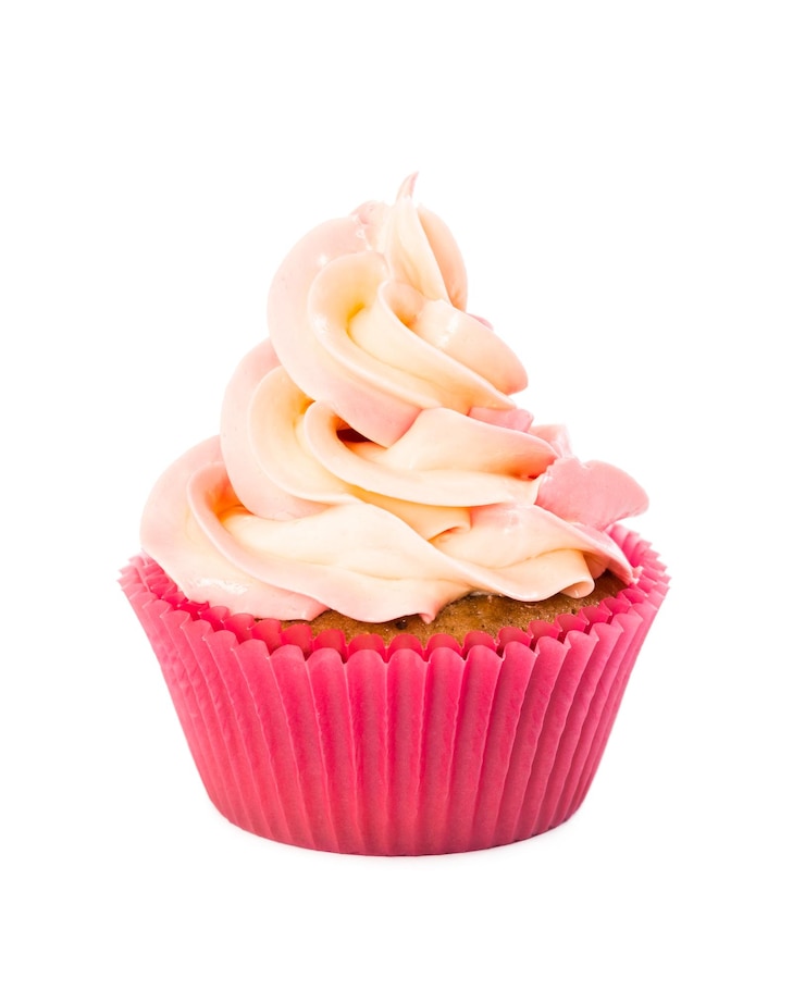 Photo delicious cupcake with pink cream