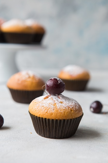 Delicious cupcakes in natural setting.