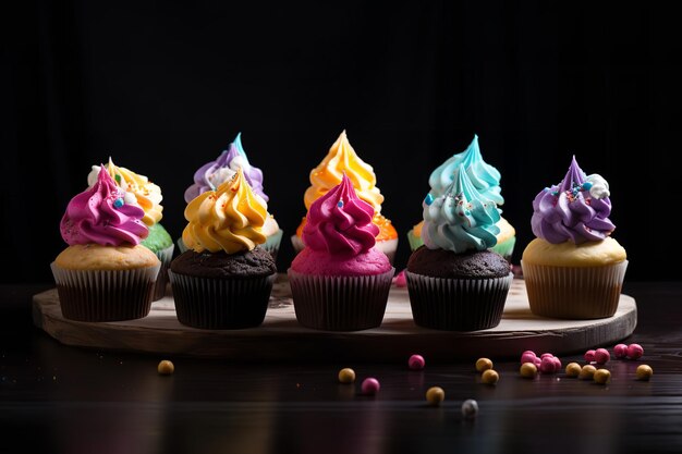 Delicious Cupcakes with Colorful Frosting