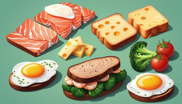 Delicious Delights 3D Vector Cartoon Icons of Food Items