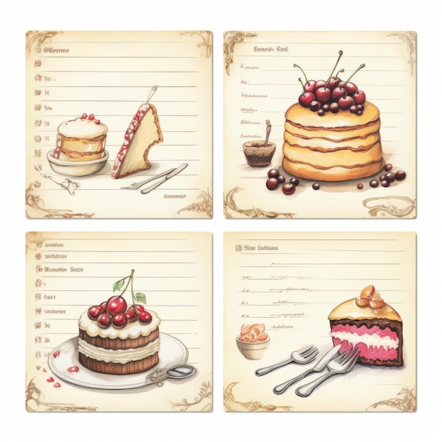 Вкусные лакомства Различные карточки рецептов кондитерских изделий 3x5 для лакомств, не связанных с тортами