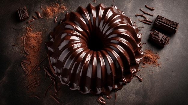 Delicious dessert dark chocolate cake