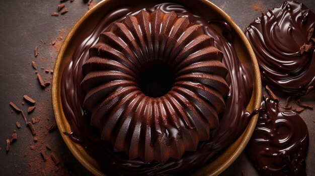 Delicious dessert dark chocolate cake