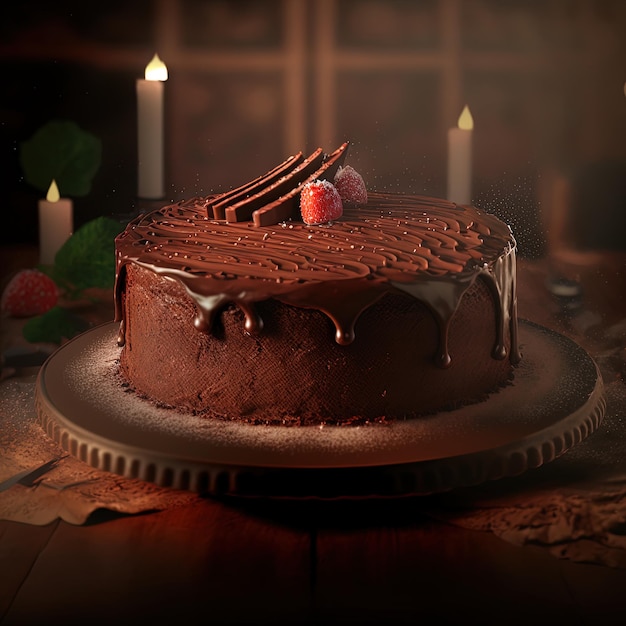 Delicious dessert, elegant, homemade chocolate cake