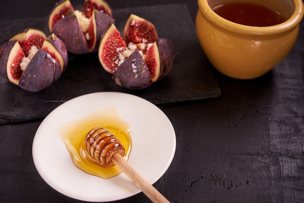 Delicious dessert made with figs fruit and honey