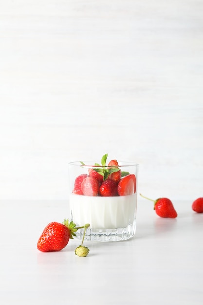 Delicious dessert Panna Cotta space for text