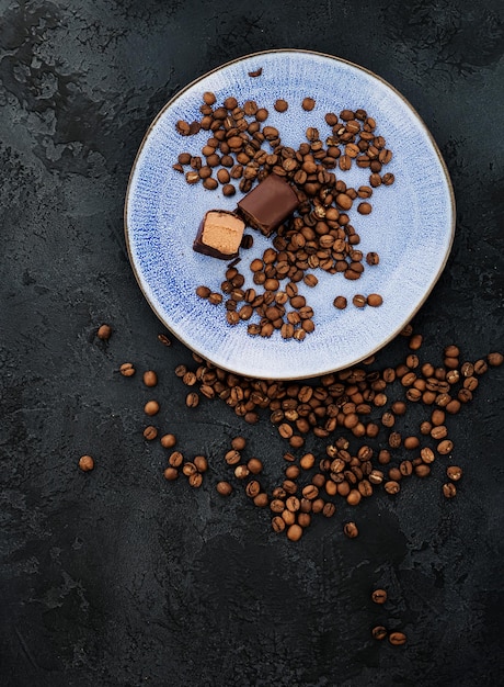 Delicious dessert with coffee beans