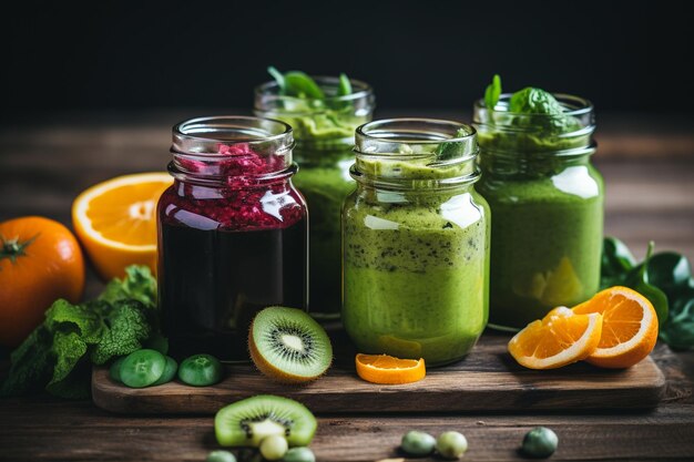 Photo delicious detox drinks assortment