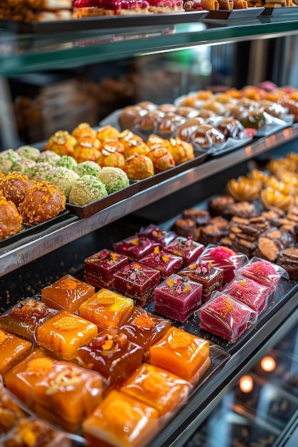 Foto una deliziosa varietà di dolci generati dall'ai