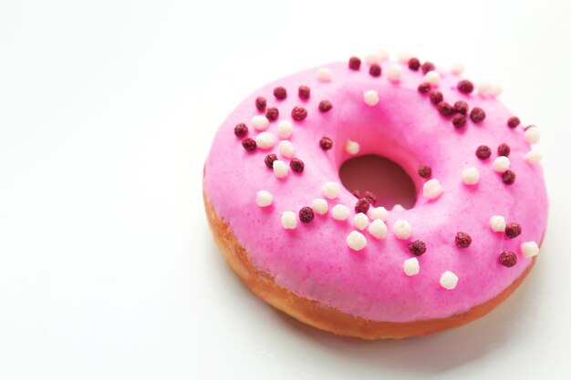 Delicious donut on white background