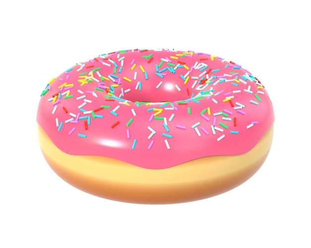 Delicious donut with pink icing and sprinkles