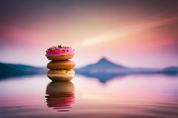 Photo delicious donut with pink