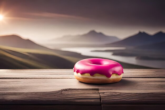 Photo delicious donut with pink