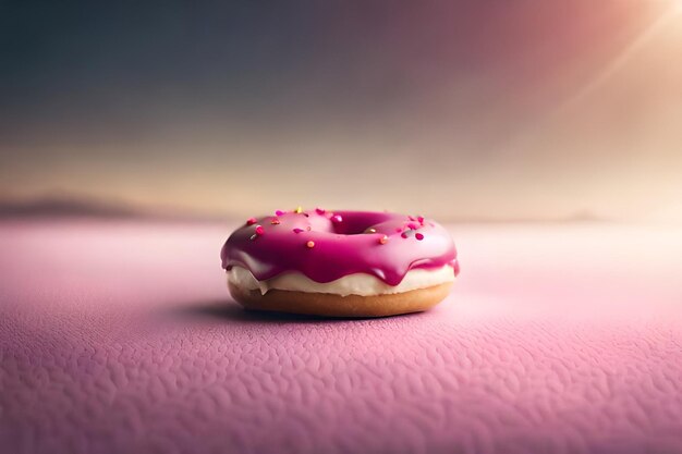 Photo delicious donut with pink