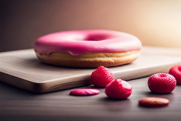 Delicious donut with pink