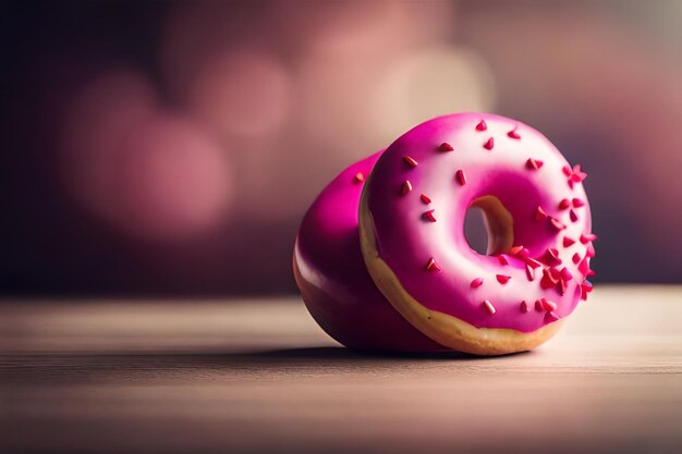 Delicious donut with pink