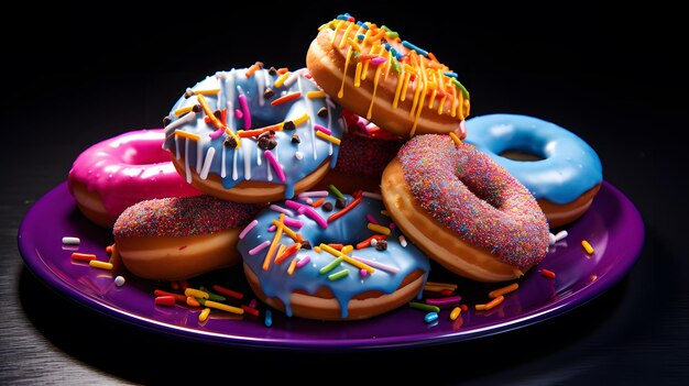 Delicious donuts on a plate Generative AI