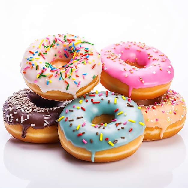 Delicious Donuts on white background made with Generative AI