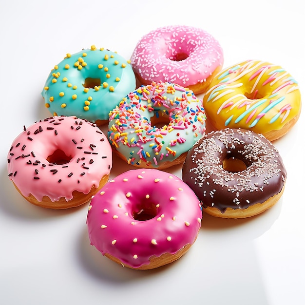 Delicious Donuts on white background made with Generative AI