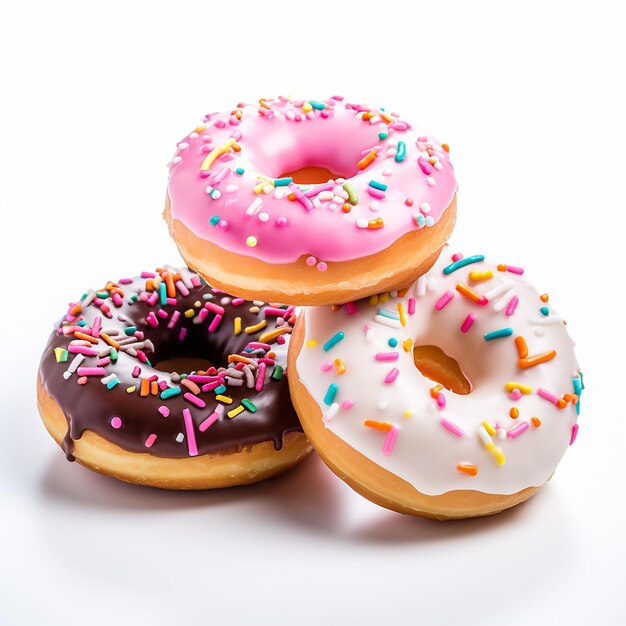 Delicious Donuts on white background made with Generative AI