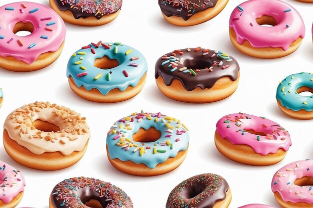 Delicious donuts white background