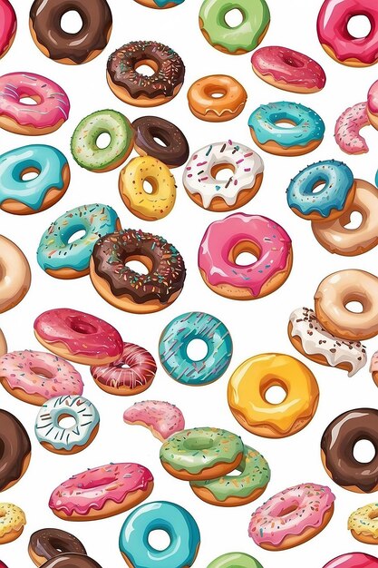 Delicious donuts white background