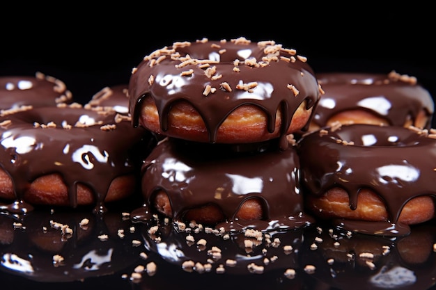 Delicious donuts with chocolate frost Generative AI