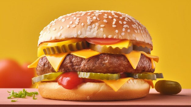 Photo delicious double cheese beef burger