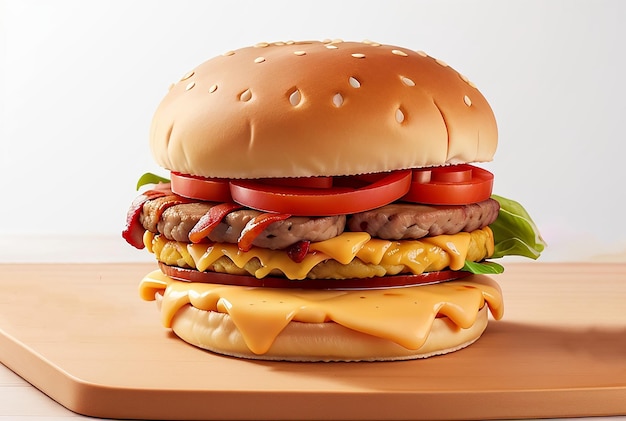 Premium AI Image | A delicious doublemeat burger with bacon and cheese